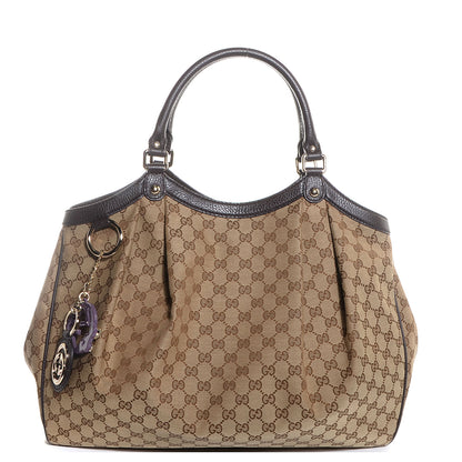 Gucci Monogram Dollar Calfskin Large Sukey Tote Beige Ebony Testa di Moro 1 of 8