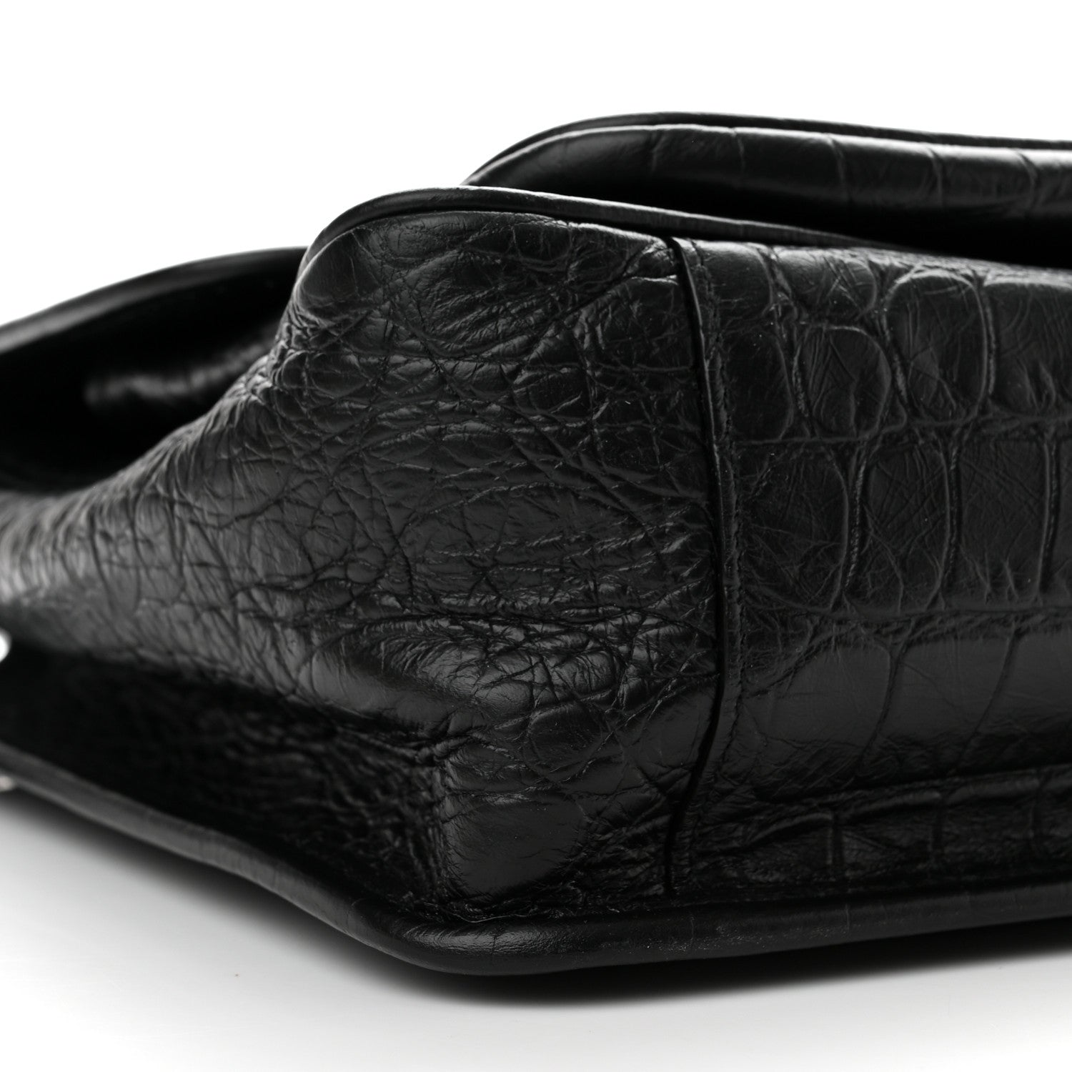 Saint Laurent Crocodile Embossed Lambskin Monogram Medium Niki Chain Satchel Black 9 of 10