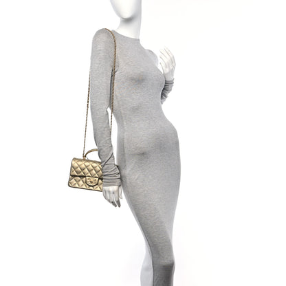 Chanel Metallic Caviar Quilted Mini Top Handle Rectangular Flap Gold 2 of 11