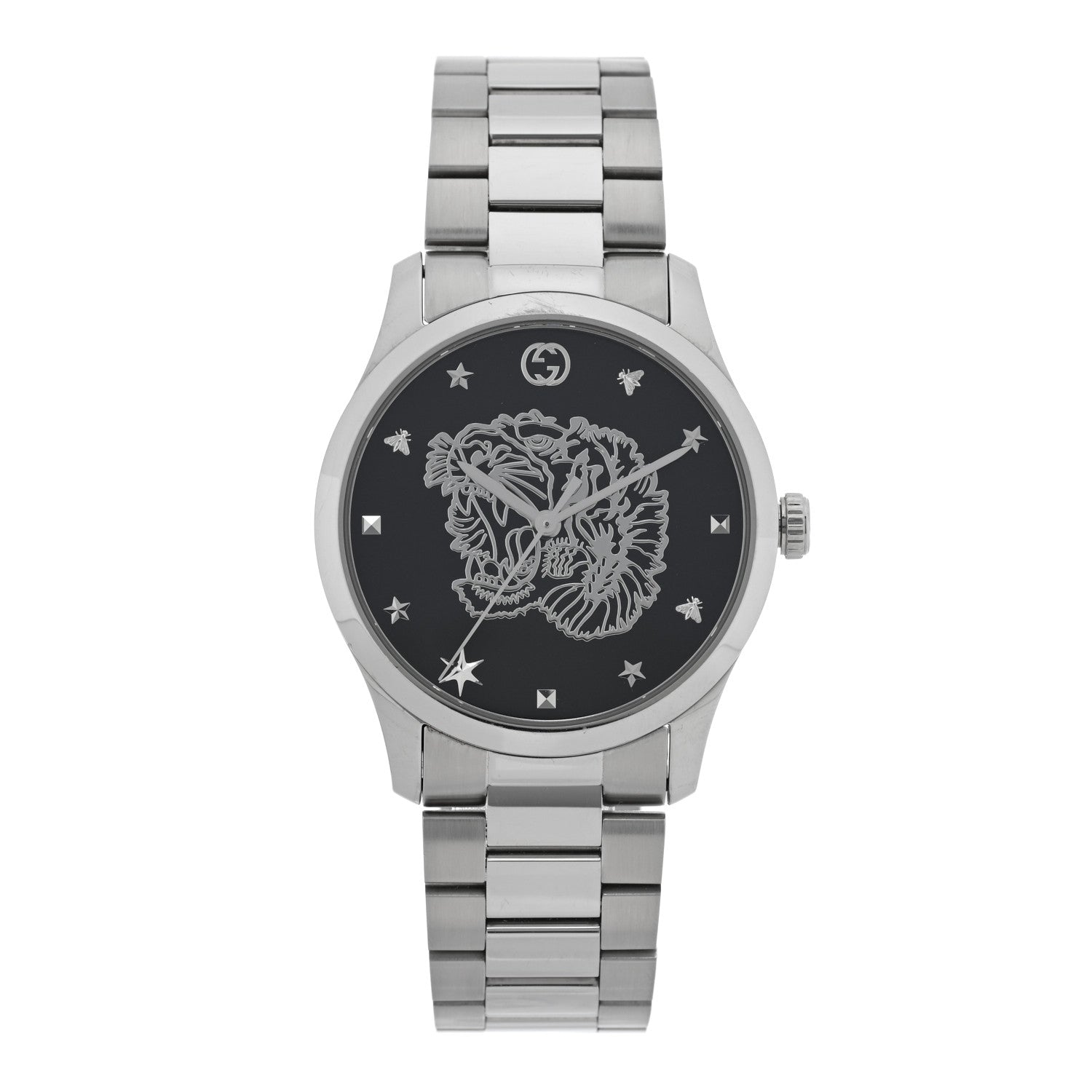 Gucci Stainless Steel 38mm G-Timeless Tiger Quartz Watch Black 1 of 4
