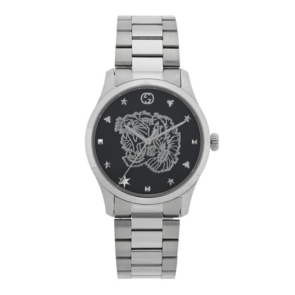 Gucci Stainless Steel 38mm G-Timeless Tiger Quartz Watch Black 1 of 4