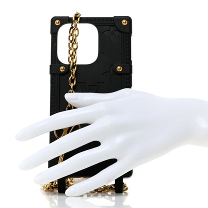 Louis Vuitton Rubber Monogram Trunk With Chain iPhone 14 Pro Case Black 2 of 7