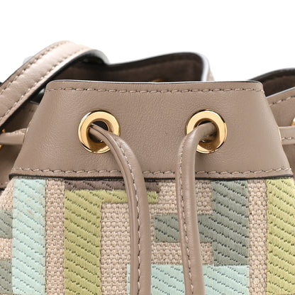 Fendi Canvas Vitello King FF Embroidered Mini Mon Tresor Bucket Bag Matcha Milk Dove 8 of 10