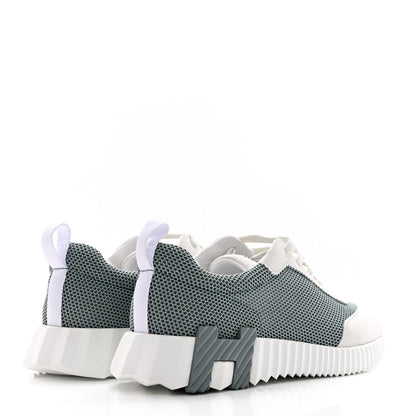 Hermes Air Mesh Suede Goatskin Bouncing Sneakers 40 Vert D'Eau White 4 of 8