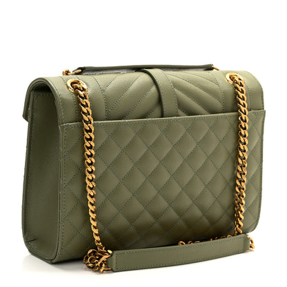 Saint Laurent Grain De Poudre Textured Mixed Matelasse Triquilt Medium Monogram Satchel Light Sage 3 of 10