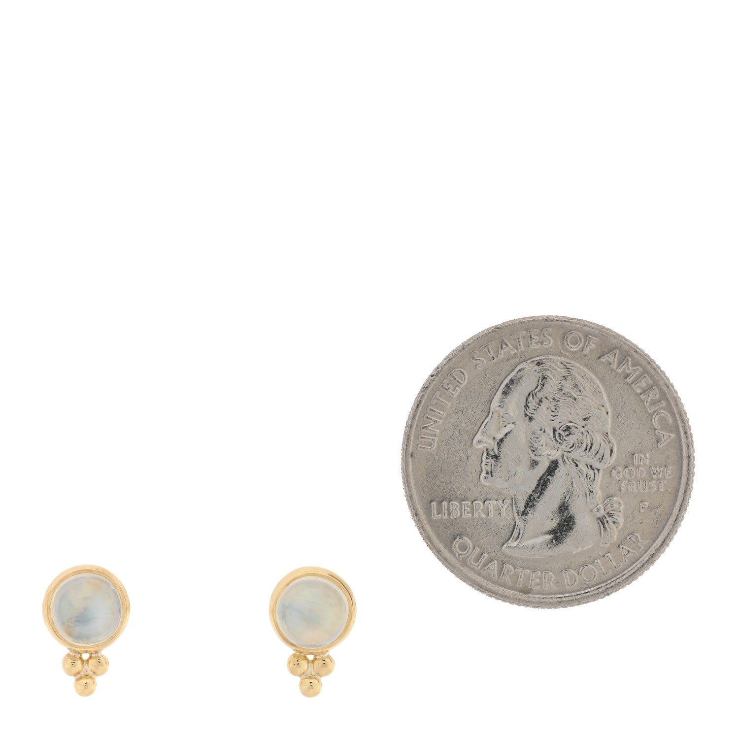 Temple St. Clair 18K Yellow Gold Blue Moonstone Piccolo Earrings 2 of 4