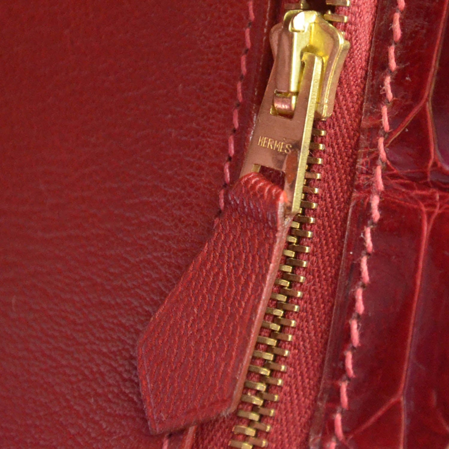 Hermes Shiny Niloticus Crocodile Kelly 28 Rouge H 9 of 10