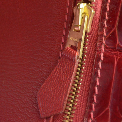 Hermes Shiny Niloticus Crocodile Kelly 28 Rouge H 9 of 10