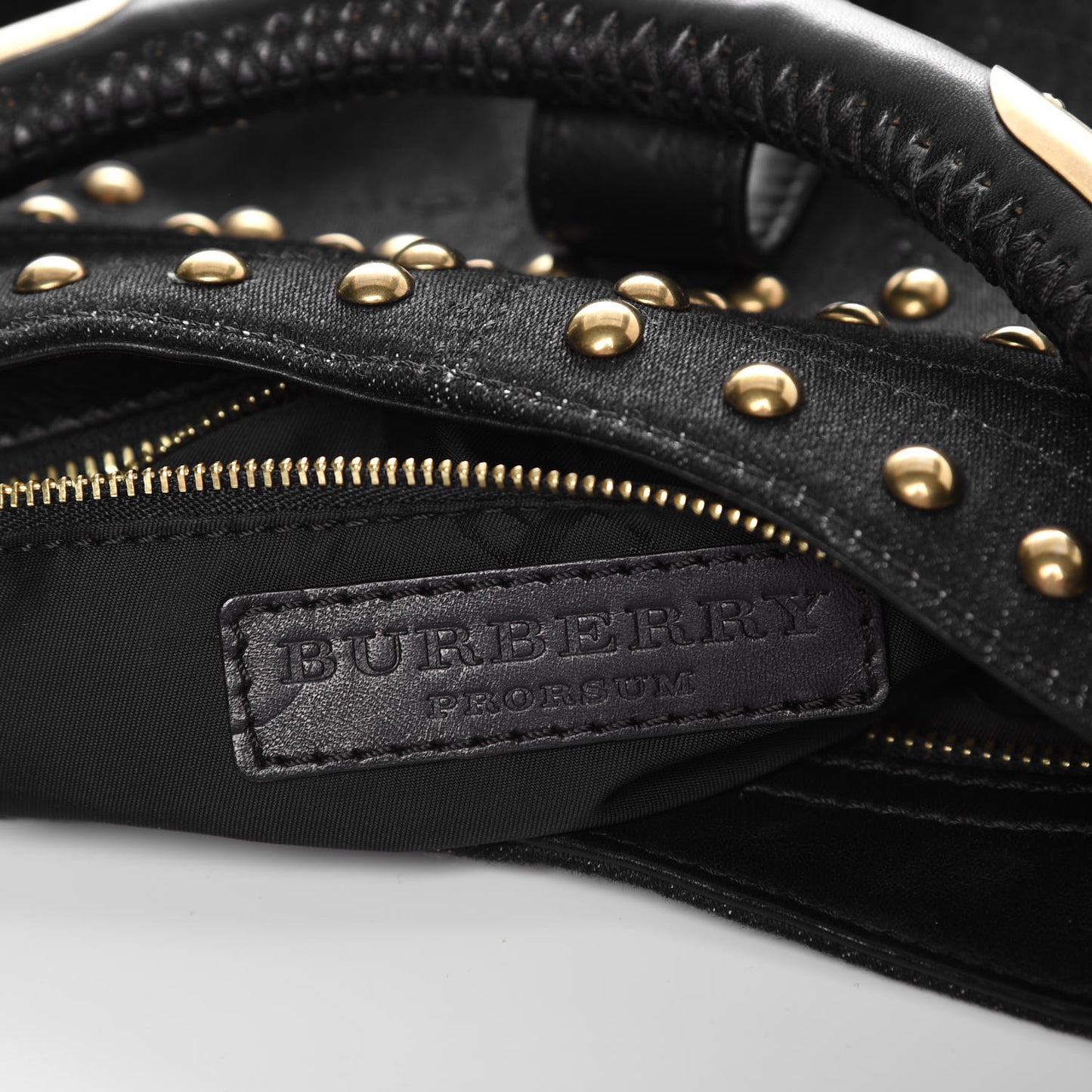 Denim Studded Shoulder Bag Navy Blue