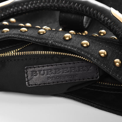 Burberry Denim Studded Shoulder Bag Navy Blue 7 of 10