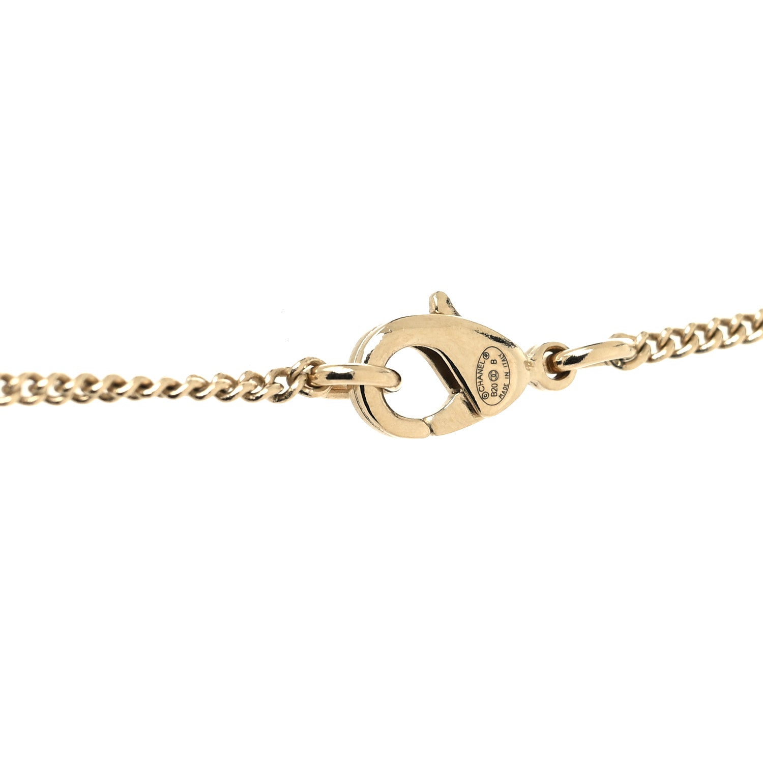 Chanel Metal Crystal Logo Bird Cage Necklace Gold 4 of 5