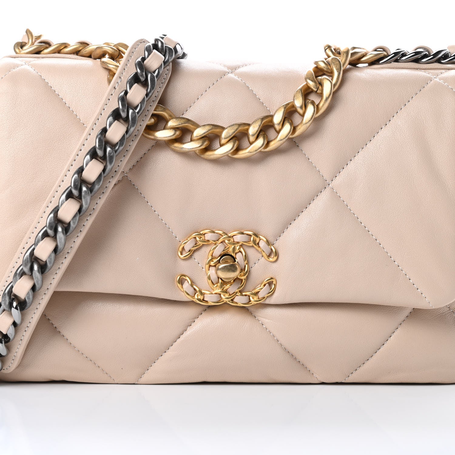 Chanel Lambskin Quilted Medium Chanel 19 Flap Beige 8 of 10