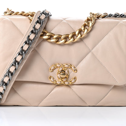 Chanel Lambskin Quilted Medium Chanel 19 Flap Beige 8 of 10