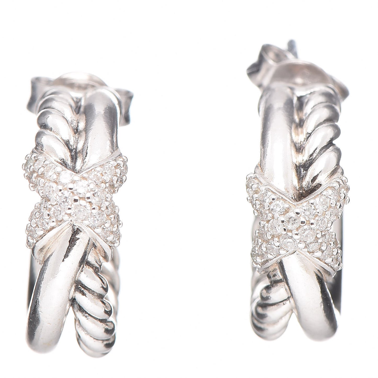 Sterling Silver Diamond Petite Crossover X Earrings