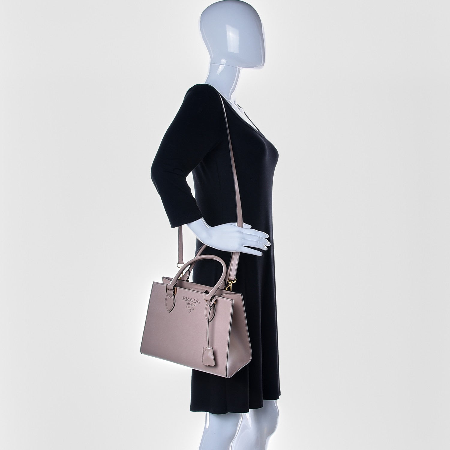 Prada Saffiano Soft Calfskin Monochrome Top Handle Frame Bag Cipria 3 of 9