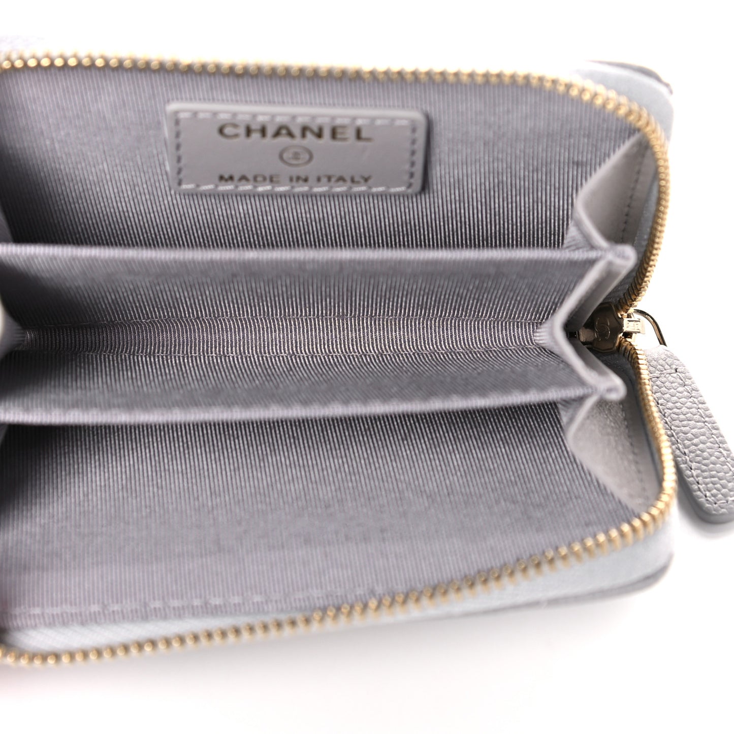 Caviar Quilted Zip Coin Purse Grey