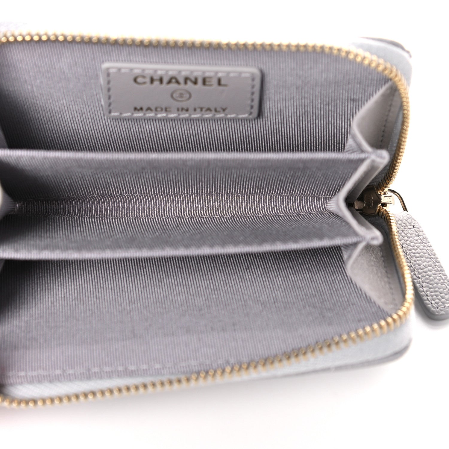 Chanel Caviar Quilted Zip Coin Purse Grey 5 of 11