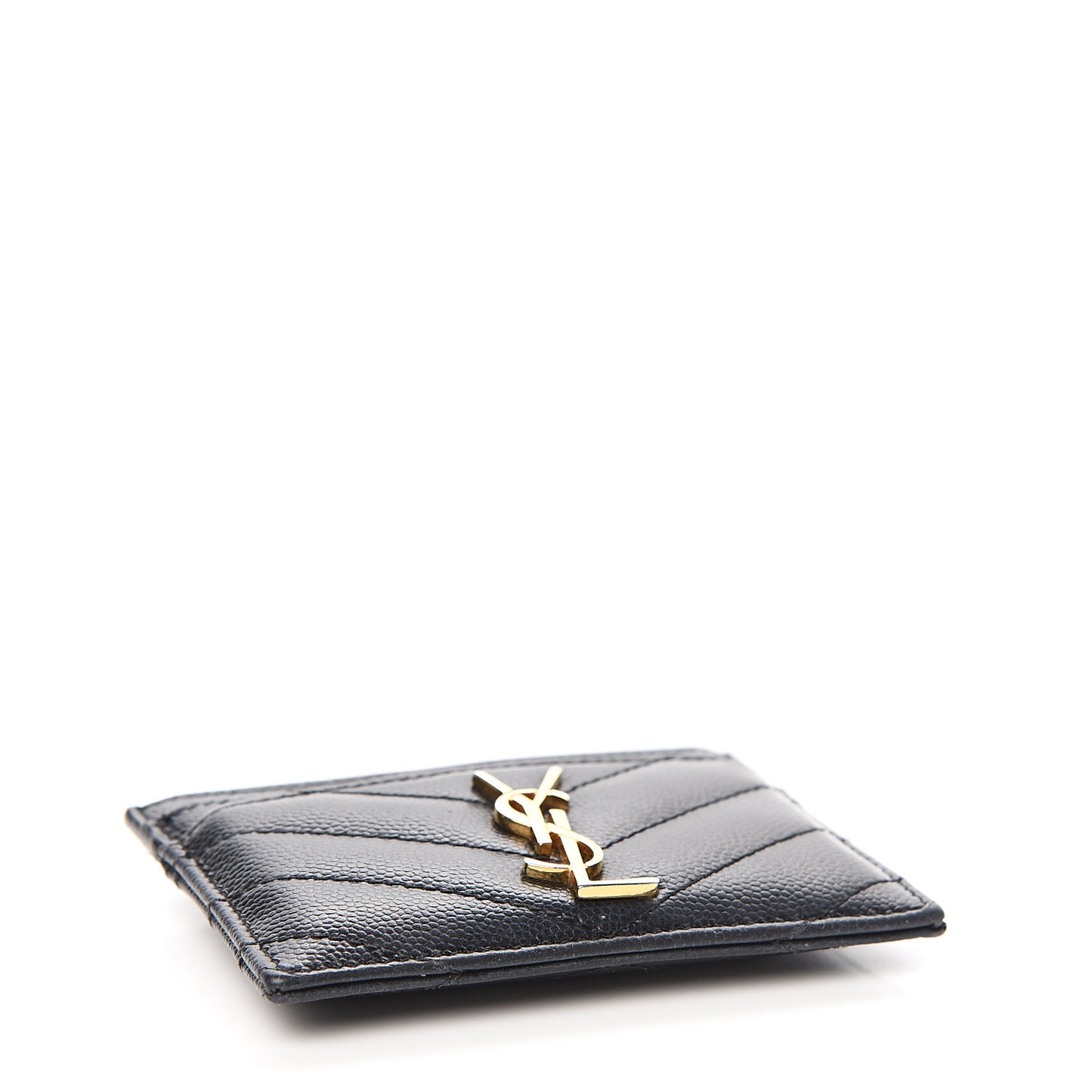 Grain De Poudre Matelasse Chevron Monogram Credit Card Case Black