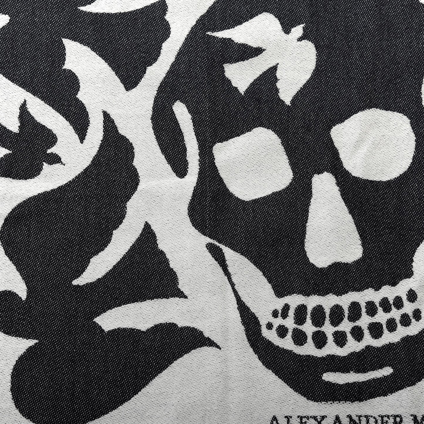 Wool Skull Bird Stole Scarf Black