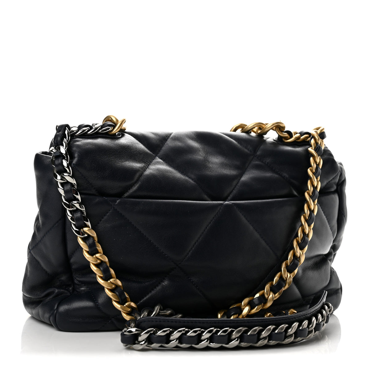 Goatskin Quilted Large Chanel 19 Flap Dark Blue