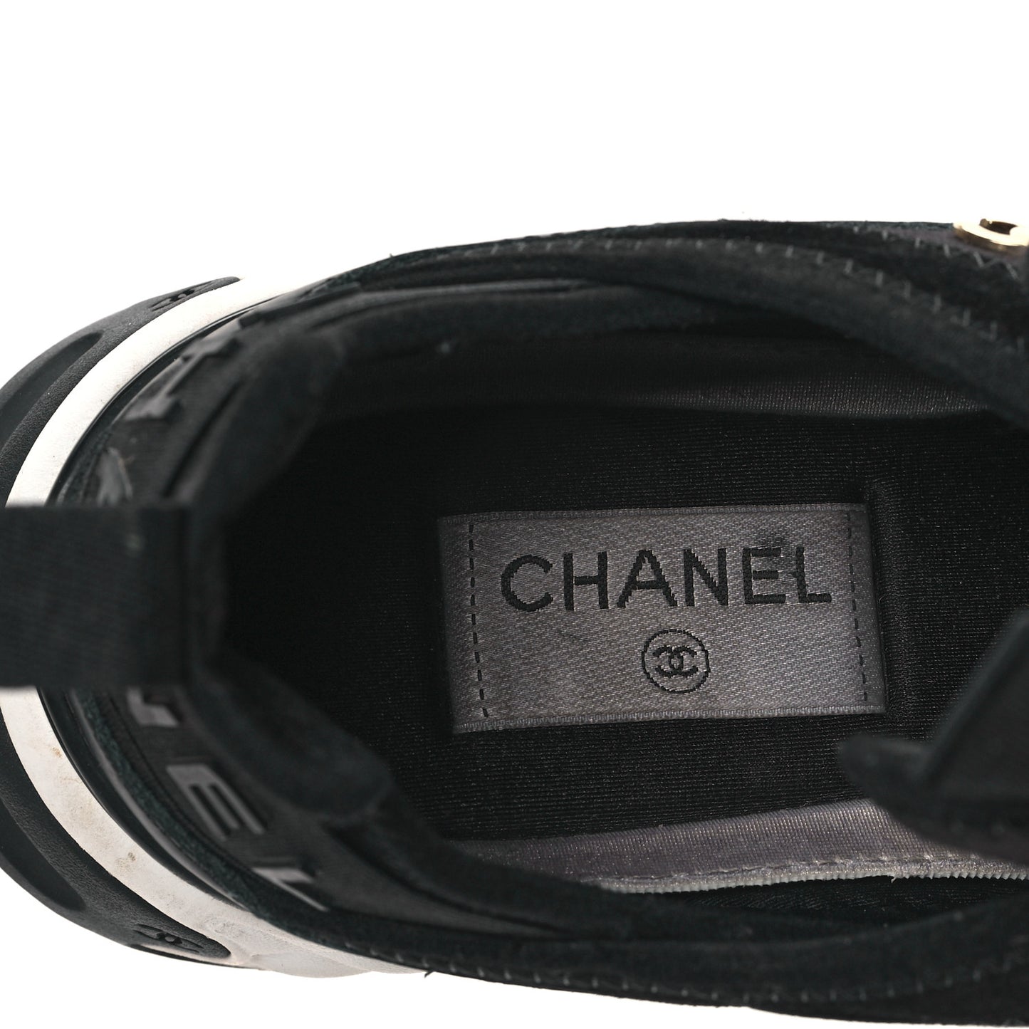 Velvet Calfskin Mixed Fibers CC Sneakers 37.5 Black