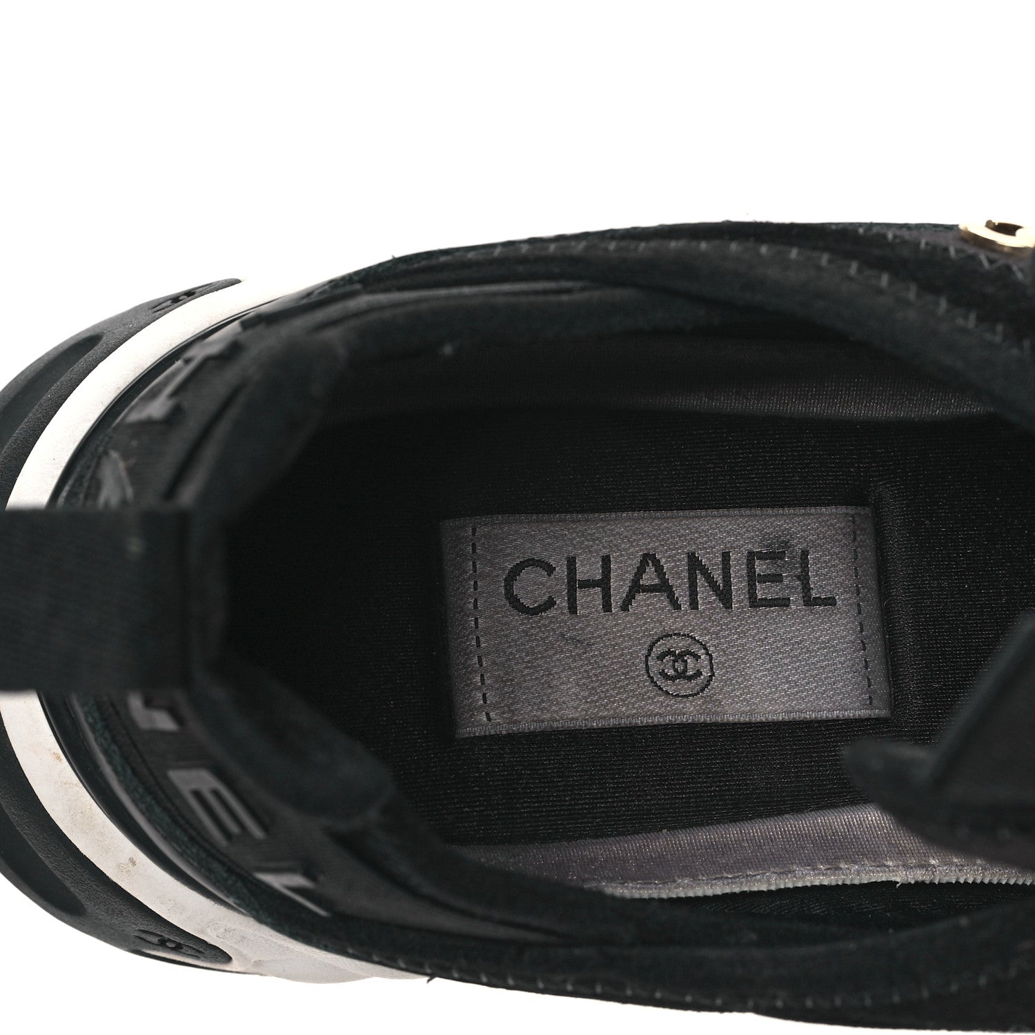 Chanel Velvet Calfskin Mixed Fibers CC Sneakers 37.5 Black 7 of 9