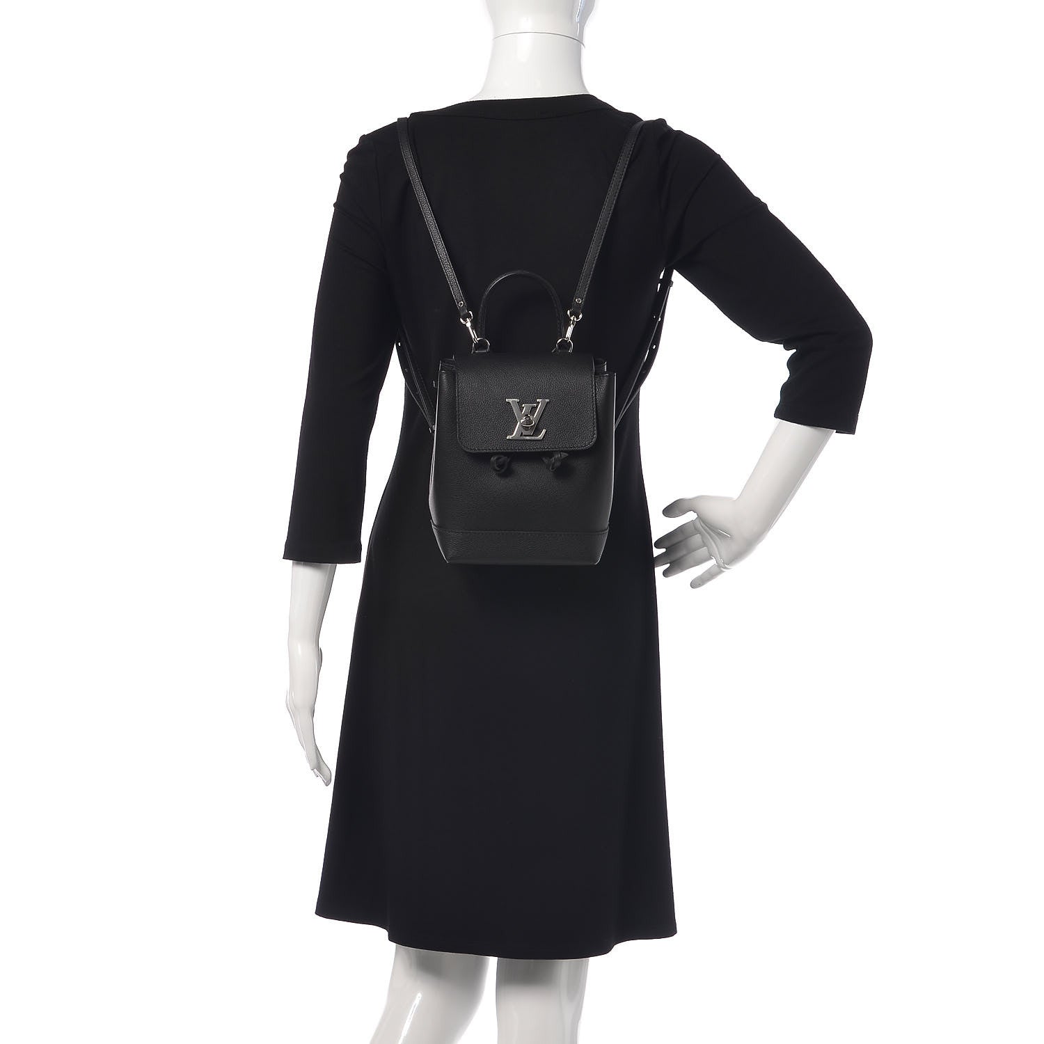 Louis Vuitton Calfskin Lockme Mini Backpack Black 2 of 9