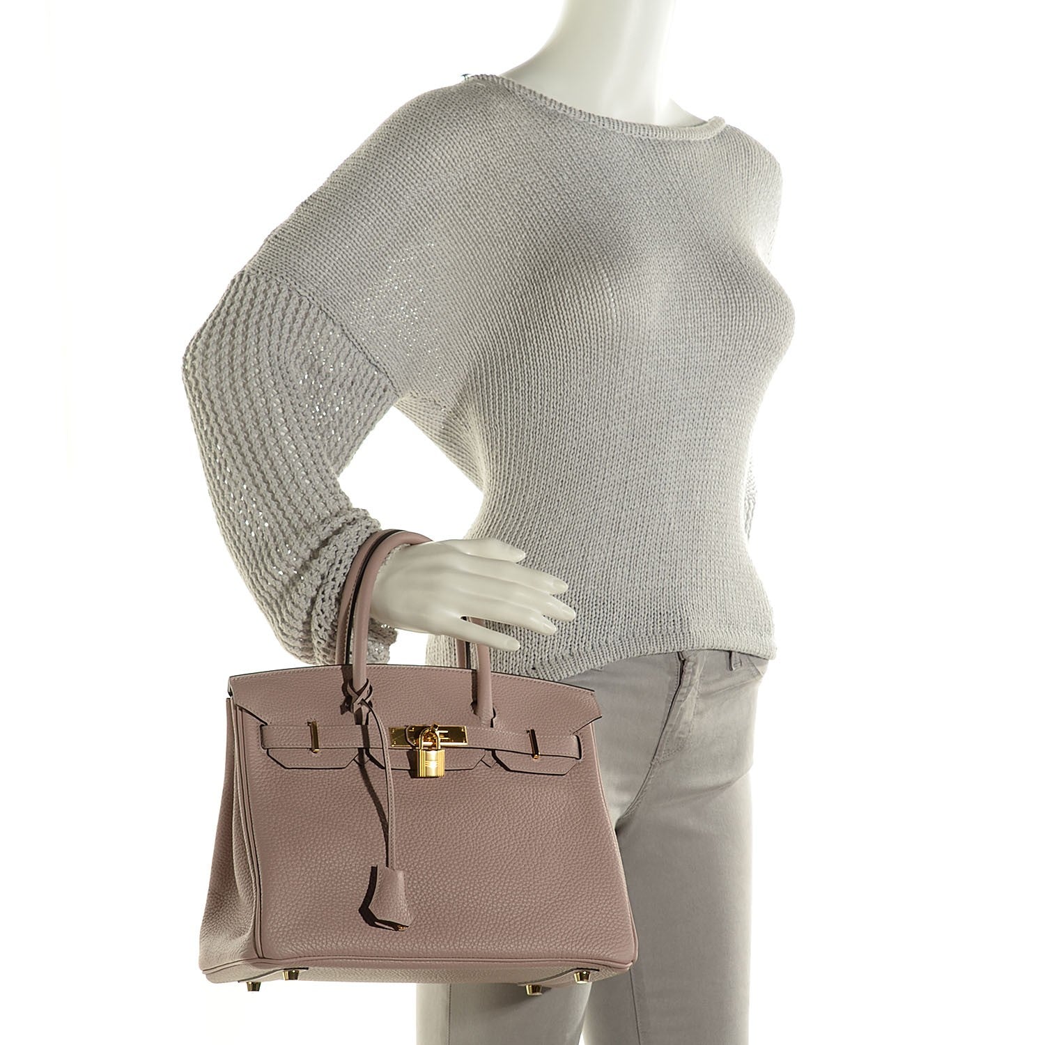 Hermes Taurillon Clemence Birkin 30 Glycine 2 of 23