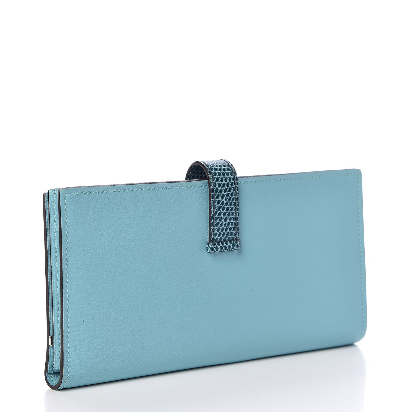 Tadelakt Lizard Bearn Gusset Wallet Bleu Atoll Bleu Petrole