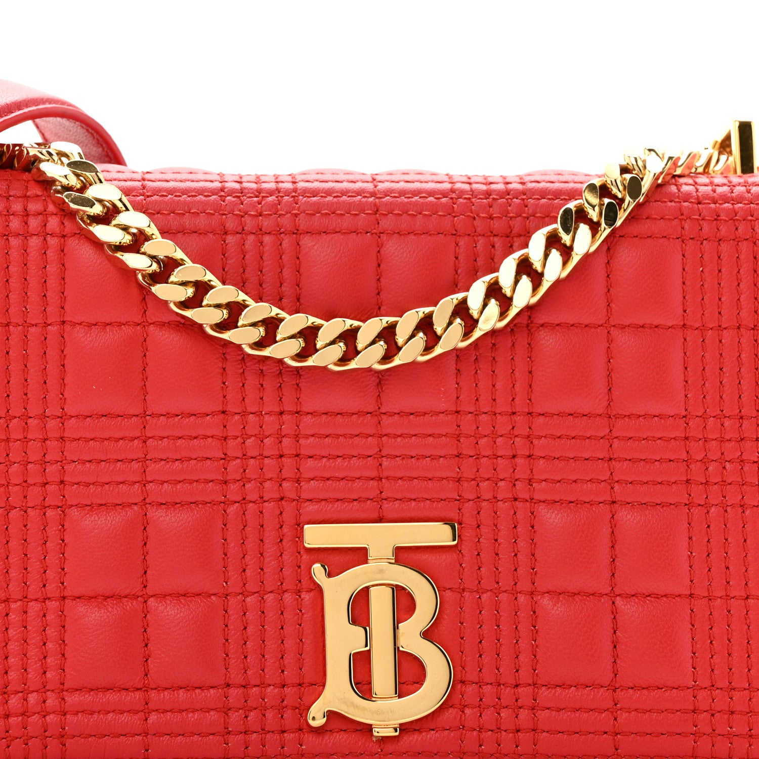 Burberry Lambskin Quilted Small Lola Bag Bright Red 8 of 15