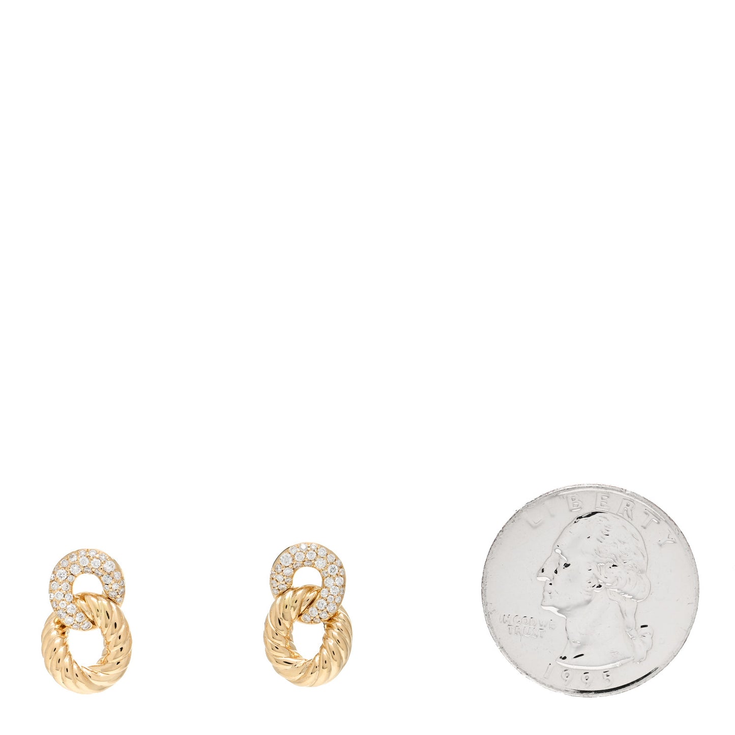 18K Yellow Gold Diamond Extra Small Belmont Curb Link Drop Earrings