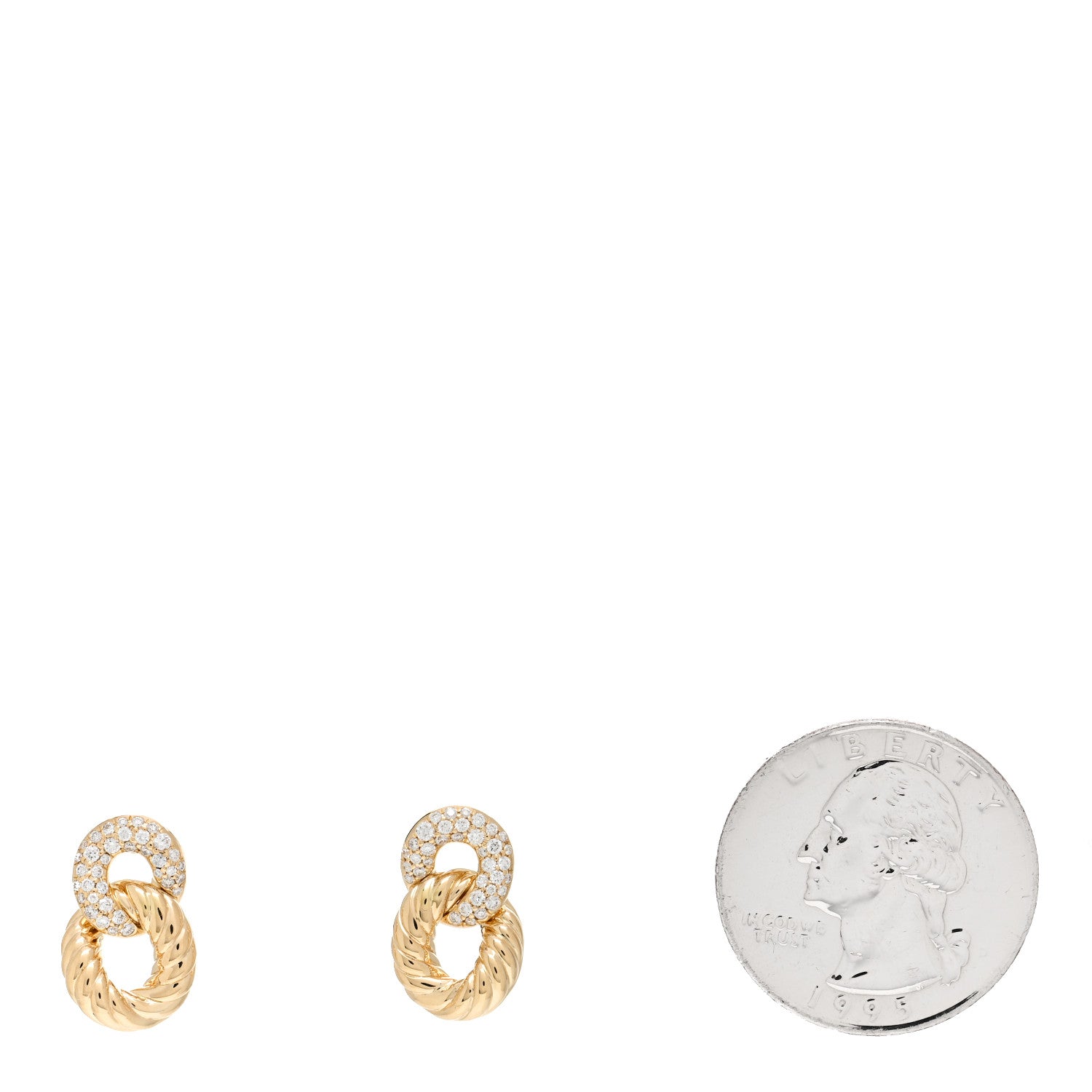 David Yurman 18K Yellow Gold Diamond Extra Small Belmont Curb Link Drop Earrings 2 of 4
