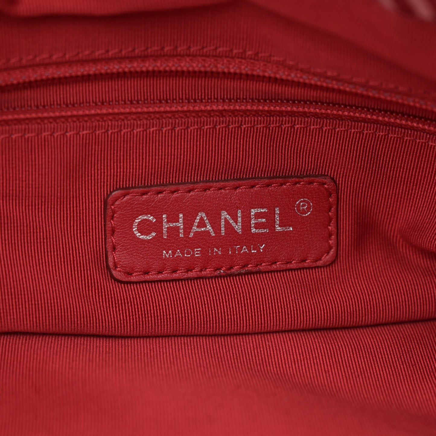 Striped Canvas Logo Tote Red