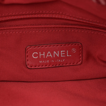 Chanel Striped Canvas Logo Tote Red 6 of 15