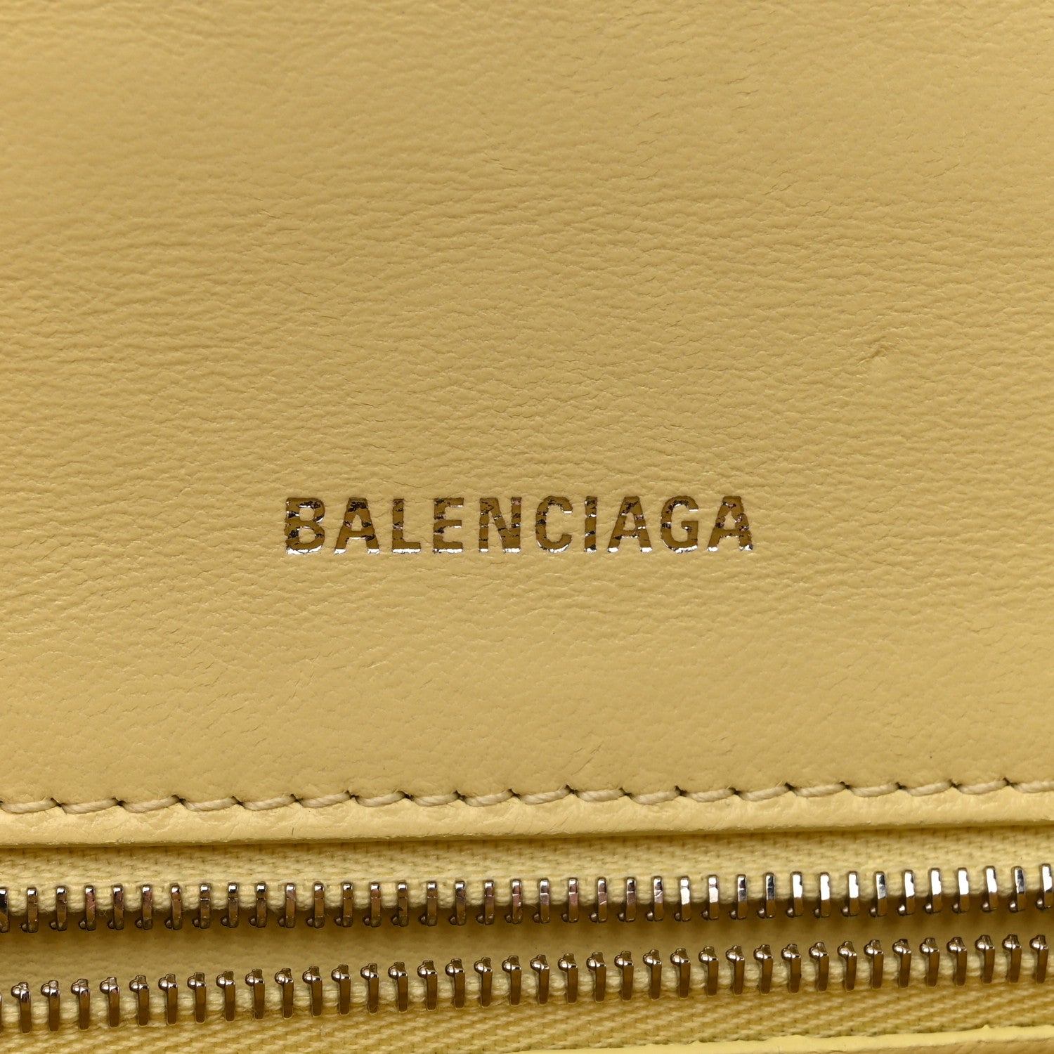 Balenciaga Calfskin Crocodile Embossed Small Hourglass Top Handle Bag Pale Yellow 6 of 14