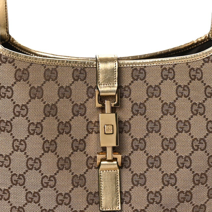 Gucci Monogram Jackie O Hobo Beige Gold 8 of 12