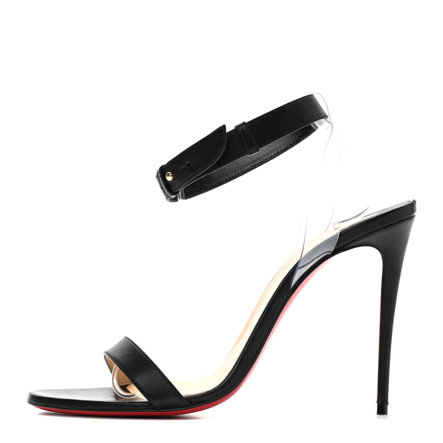 Christian Louboutin Shiny Nappa PVC Jonatina 100 Sandals 39 Black 1 of 8
