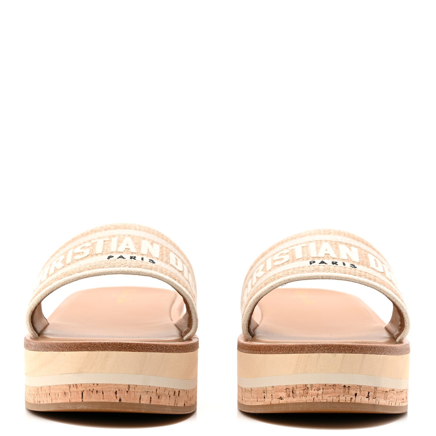 Christian Dior Raffia Dioriviera Embroidered Dway Platform Slide Sandals 41 Off White 2 of 10