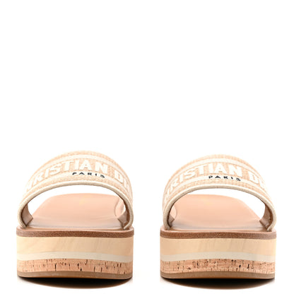 Christian Dior Raffia Dioriviera Embroidered Dway Platform Slide Sandals 41 Off White 2 of 10