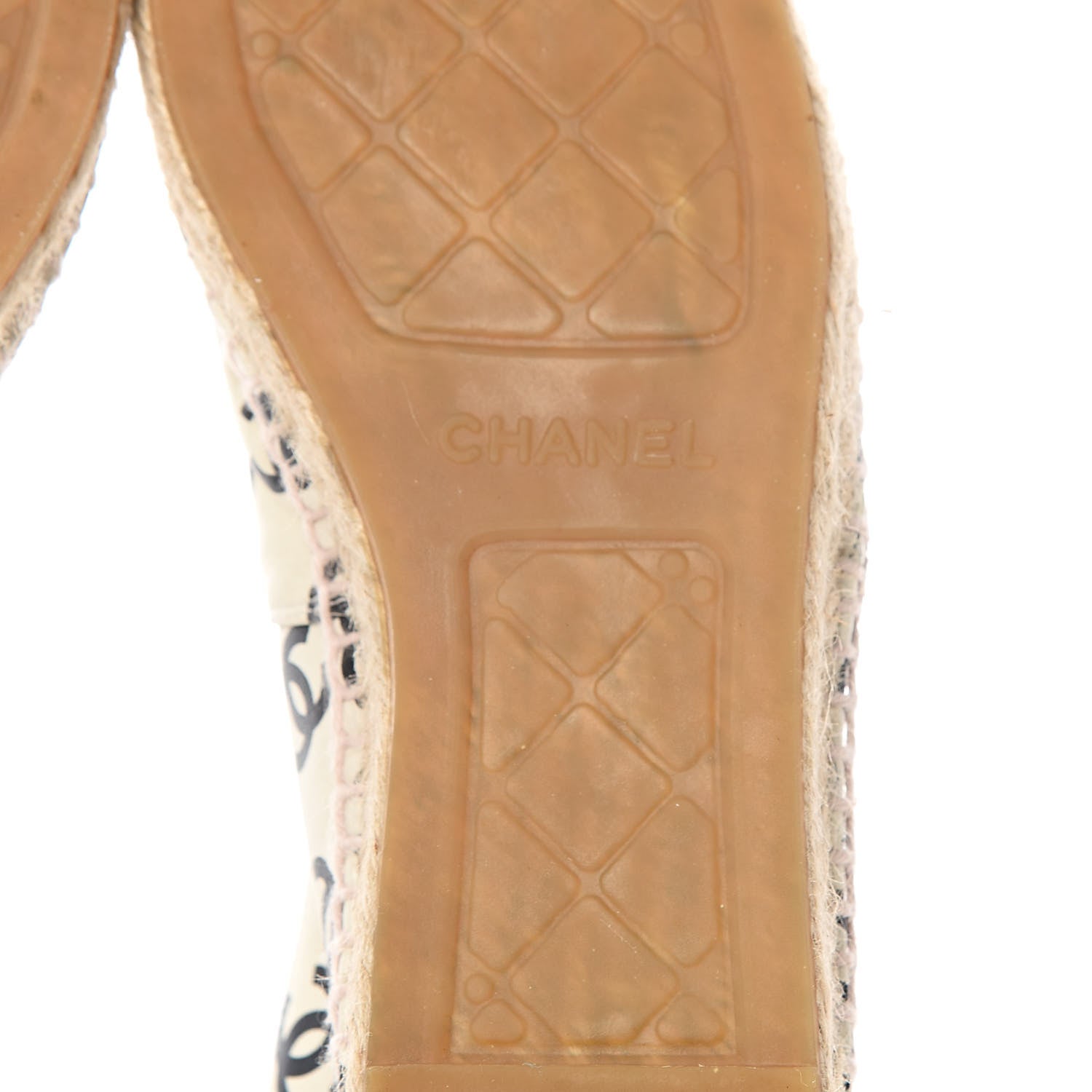 Chanel Lambskin Printed CC Espadrilles 39 White Black 8 of 10