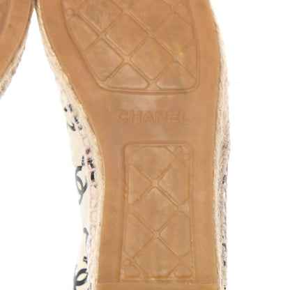 Chanel Lambskin Printed CC Espadrilles 39 White Black 8 of 10