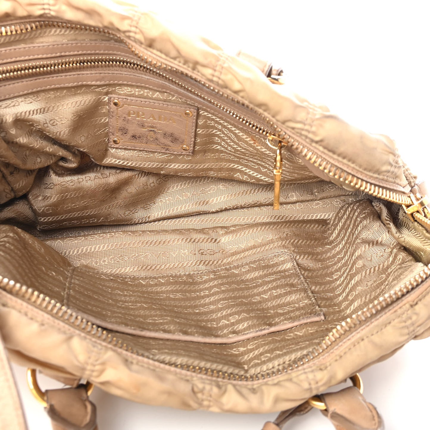 Tessuto Nylon Gaufre Shopping Satchel Cammello