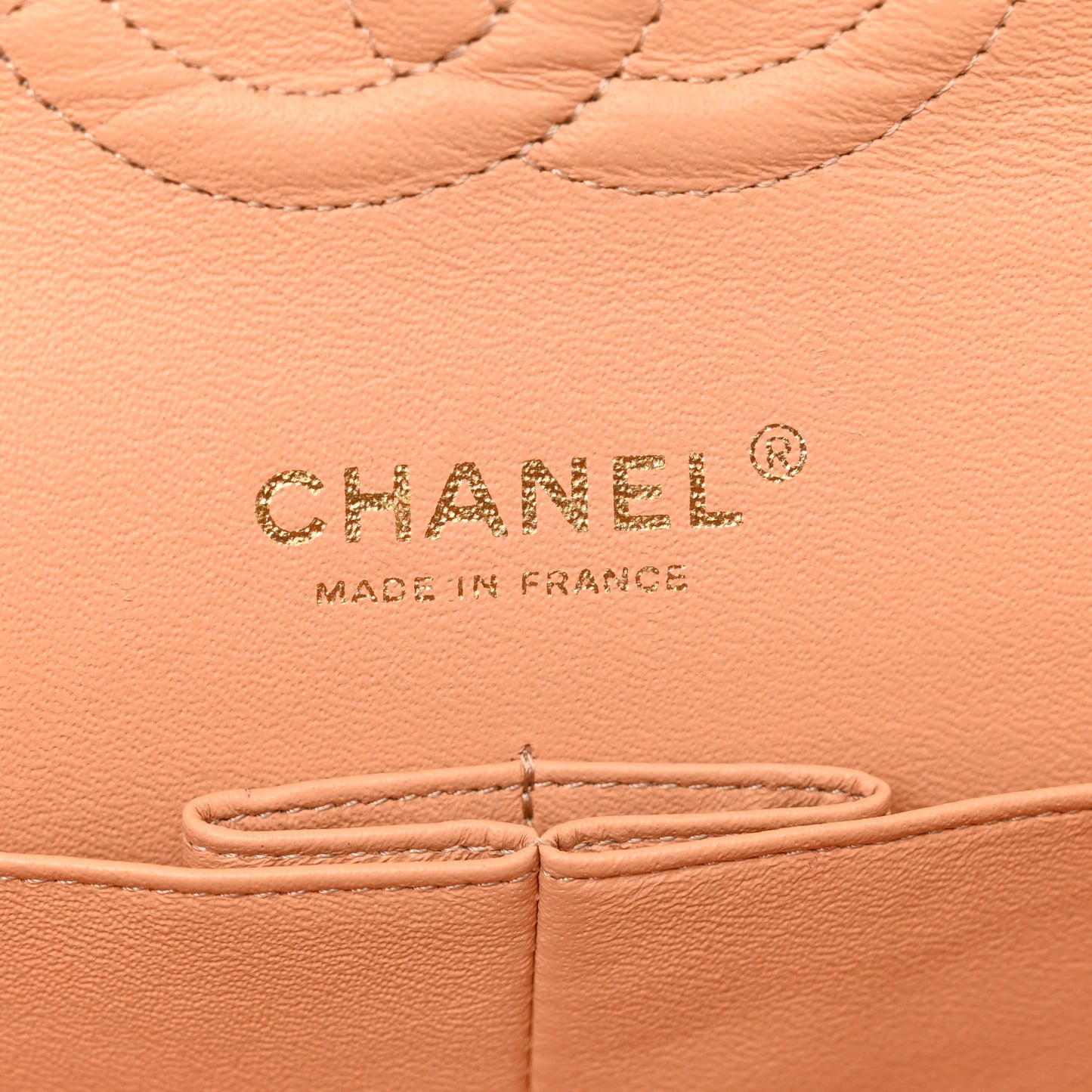 Lambskin Quilted Medium Double Flap Light Orange