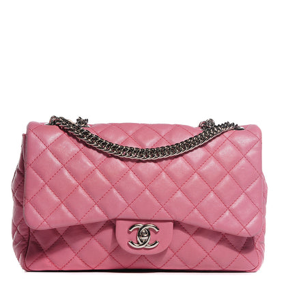 Chanel Washed Lambskin Quilted Jumbo Single Flap Bijoux Chain Pink 1 of 7