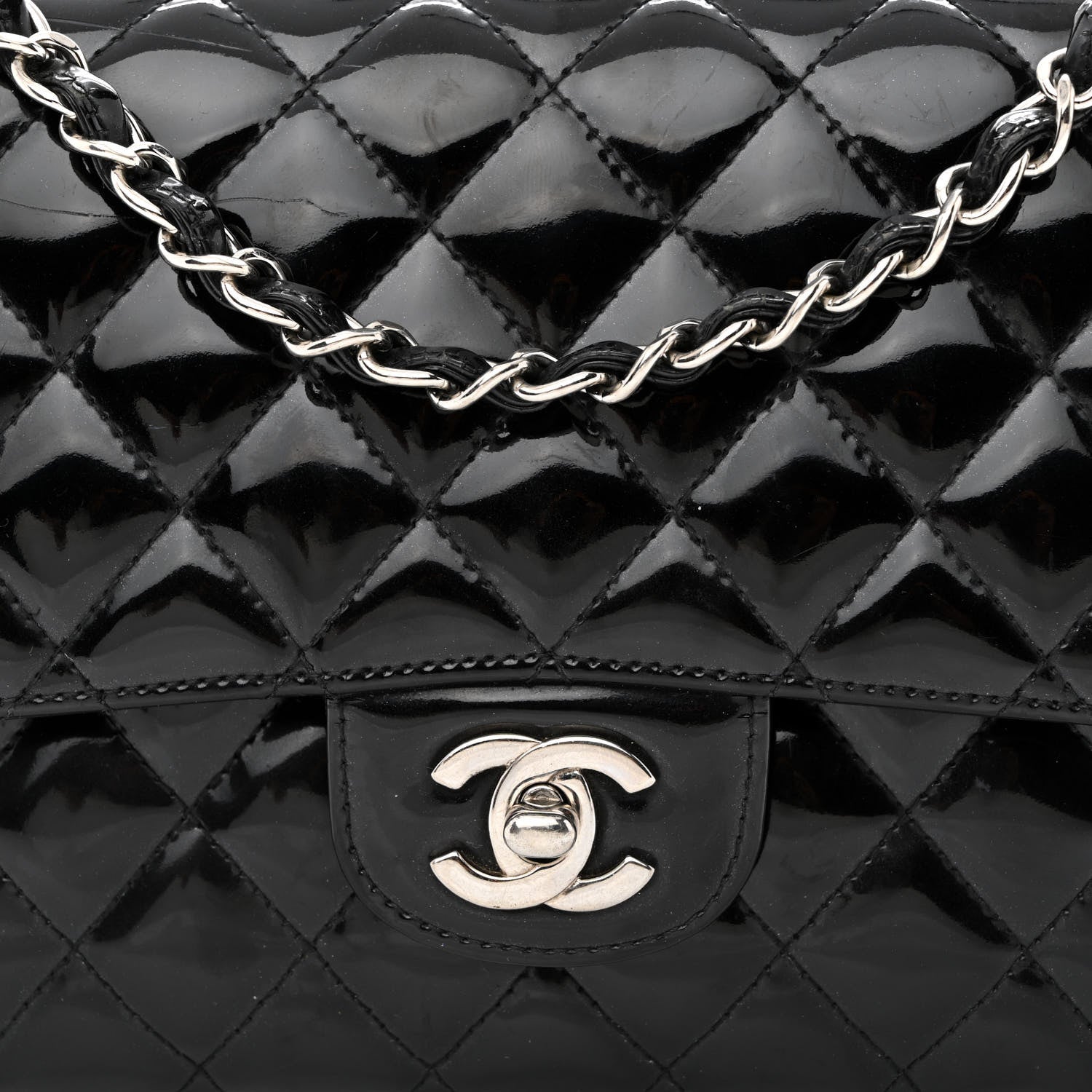 Chanel Patent Quilted Medium Double Flap Black 8 of 15