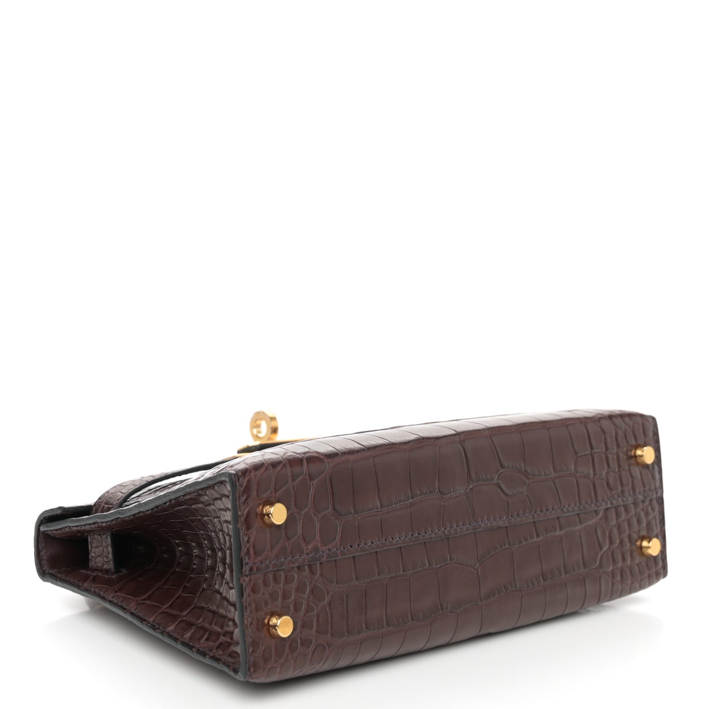 Matte Alligator Mini Kelly Sellier 20 Havane