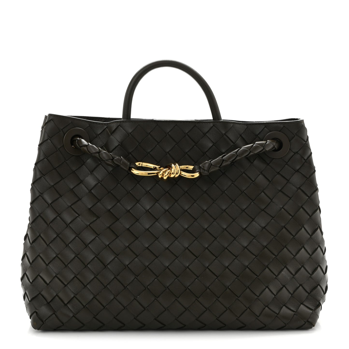 Nappa Intrecciato Medium Andiamo Shoulder Bag Kaki