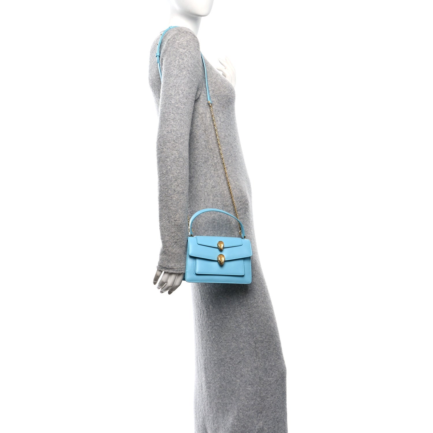 Bulgari x ALEXANDER WANG Calfskin Serpenti Top Handle Belt Bag Baby Blue 2 of 9