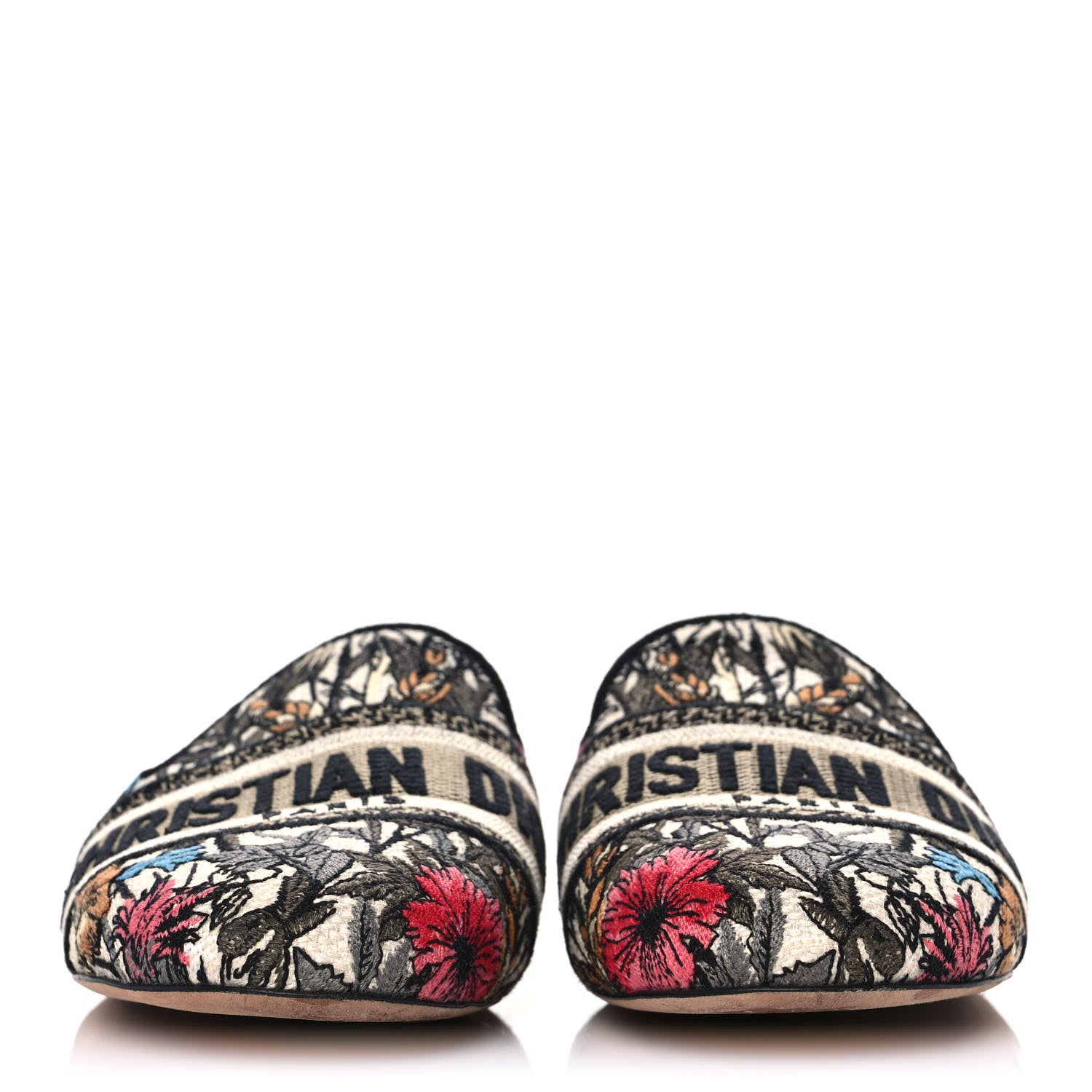 Christian Dior Canvas Cotton Embroidered Mille Fleurs Dioriviera Mules 38 Multicolor 2 of 9