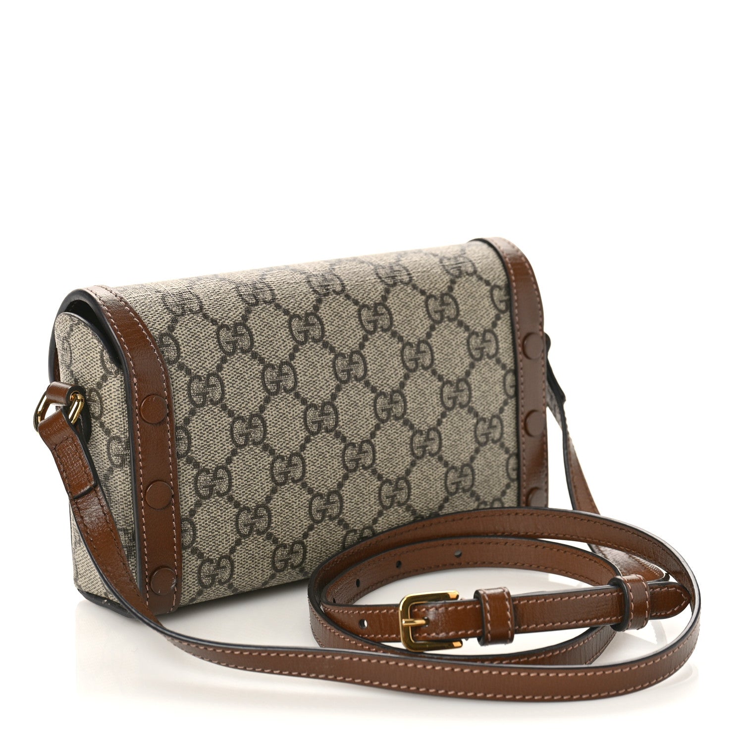 Gucci GG Supreme Monogram Mini Horsebit 1955 Shoulder Bag Beige Brown Sugar 3 of 9